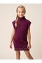 Girl's Skirt Hem Stone Detailed High Neck Sleeveless Dress - 3