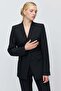 Women's Collarless V-Neck Single Button Blazer Jacket