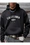 Unisex Black California Printed Hooded Sweatshirt Printed Premium Oversize T-Shirt