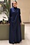 Satin Evening Dress with Brooches on the Shoulder and Waist