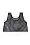 Women’s Black Rhinestone Mesh Sleeveless Crop Top – Free Size - 4