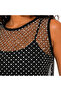 Women’s Black Rhinestone Mesh Sleeveless Crop Top – Free Size - 2