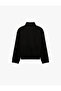 Comfortable Fit Long Sleeve Zippered Pocketed High Collar Striped Sweatshirt - 7