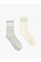Striped 2-Piece Set of Cotton Socks - 2