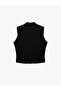 Fancy Button Detailed Slim Fit Stand Collar Sleeveless Cardigan - 6