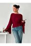 Women's Spanish Slit Long Sleeve Slim Sweatshirt with Bow Detail on the Sleeve and Back
