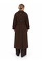 Oversized Fit Swallow Collar Lined Coat with Pocket on the Side and Back and Button Detailing - 5