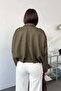 Women's Shirt Collar Zippered Suede Bomber Jacket Khaki - 27K 345 - 5