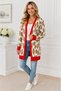 Women's Long Sleeve V-Neck Open Front Leopard Print Stylish Elegant Casual Coral Stripe Camel Long Cardigan - 2