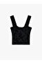 Slim Fit Velvet Floral Patterned Underwire Thick Strap Tulle Blouse - 2