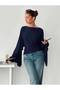 Women's Spanish Slit Long Sleeve Slim Sweatshirt with Bow Detail on the Sleeve and Back