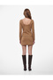 Slim Fit Long Sleeve Back Detail Belted Boat Neck Low Waist Mini Dress - 4