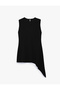 Scuba Fabric Asymmetrical Crew Neck Sleeveless Dress - 6