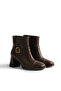 Women's Brown Tpu Sole Single Buckle Heeled Boots - 4