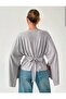 Women's Spanish Slit Long Sleeve Slim Sweatshirt with Bow Detail on the Sleeve and Back - 4