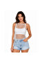 Women’s White Rhinestone Mesh Sleeveless Cami Top – Free Size