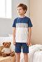 Boy's Short Sleeve Combed Cotton Pajama Set with Shorts 4312 Petrol - 2
