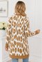 Women's Long Sleeve V-Neck Open Front Leopard Print Stylish Elegant Casual Coral Stripe Camel Long Cardigan - 3