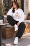 Women's Plus Size Deer Print Hooded 2-Piece Tracksuit Set with Elastic Cuffs for Winter - 2