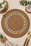 Decorative Single Placemat Flat Model Round American Service Placemat Knitted Placemat Handmade Stylish Table Decoration Dining Table Breakfast Table Tableware Decor Home and Kitchen Accessory