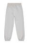 Girl's Pocketed Sweatpants with Stone Print |   3 Thread Printed |   School Nursery and Daily Use - Gray - 3