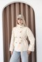 Lined Women's Trench Coat Jacket with Stand Collar and Back Windbreaker Detail