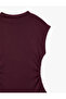 Slim Fit Ribbed Cotton Lightweight Stand Collar Low Waist Sleeveless Midi Dress - 3