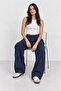 Women's Navy Blue 8124 Wide Leg Elastic Waist Pants - 3