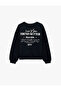Comfortable Fit Three Thread Ribbed Crew Neck Long Sleeve Sweatshirt with Back Print - 2