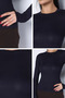 Navy Blue Women's Crew Neck Lycra Blouse - 5