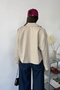 Women's Shirt Collar Buttoned Short Trench Coat Stone - 27K 3056 - 5