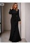 Long Sleeve Crew Neck Ruffle Plus Size Long Janjan Crepe Dress 193296