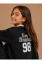 Girls "Los Angeles" Graphic Print Half Zip Long Top Hoodie and Ribbed Pants Set - 7