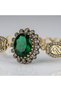Bronze Women's Bracelet Authentic Copper Jewelry Zircon Inlaid Oval Green Stone Vintage Model 18 cm - 4