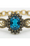 Bronze Women's Bracelet Authentic Copper Jewelry Zircon Inlaid Oval Blue Stone Vintage Model 18 cm - 4