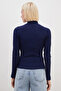 Ribbed Half Snap Collar Slim Fit Blouse - 7