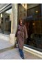 Women's Brown Stand Collar Button Detailed Long Trench Coat - 6
