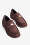 Women's Suede Loafer with Drawstring Detail and Gold Accessories, Mitu Brown