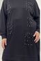 48089 Plus Size Beyoğlu Stone Modal Tunic - Black - 2