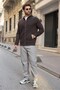 Bitter Brown Hooded Zippered Basic Men's Cardigan with Pockets E7217 - 2