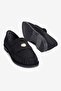 Women's Suede Loafer with Drawstring Detail and Gold Accessories, Mitu Black - 4