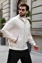 Beige Hooded Zippered Basic Men's Cardigan with Pockets E7217 - 4