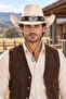 Unisex Cowboy Hat with Internal Adjustable Metal Buckle and Laces Western Women's Men's Hat - 5
