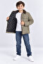 Boy's Beige Black Khaki Brown Winter Coat with Zipper Pockets Casual Jacket Ak4271