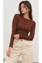 Women's 3-Piece Bitter Brown Crew Neck Bodysuit - 2