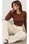 Women's 2-Piece Bitter Brown Crew Neck Bodysuit - 5