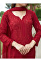 Red Faux Georgette Embroidered Three-Piece Suit Set - HRT8956 | Red-Size:M-38-Inches - 5