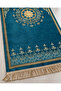 Velvet Lined Prayer Rug with Mihrap Star Pattern 70X115 cm Soft Textured Luxury Prayer Mat and Gift Set - 4