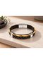 Delvarro Sunweave Black and Yellow Leather Men's Bracelet - Patterned Cord and Braided Layers - 3