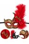 Venetian Mask Black Feathered Gold Stone Showy Party Costume Mask - 2